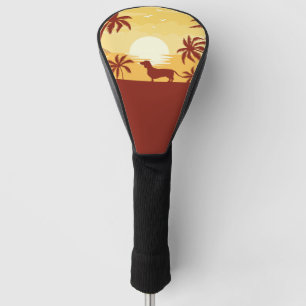 Dachshund Beach Sunset Doxie Golfer Gift Golf Head Golfheadcover