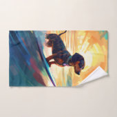 Dachshund Beach Surf Peinture (Serviette à main)