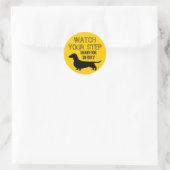 Dachshund Bekijk uw stap grappig ontwerp Ronde Sticker (Tas)