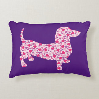 Dachshund bestaande uit Little Pink Hearts Accent Kussen