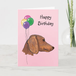 Dachshund, Birthday-ballonnen Kaart
