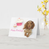 Dachshund Birthday Kaart (Gele Bloem)