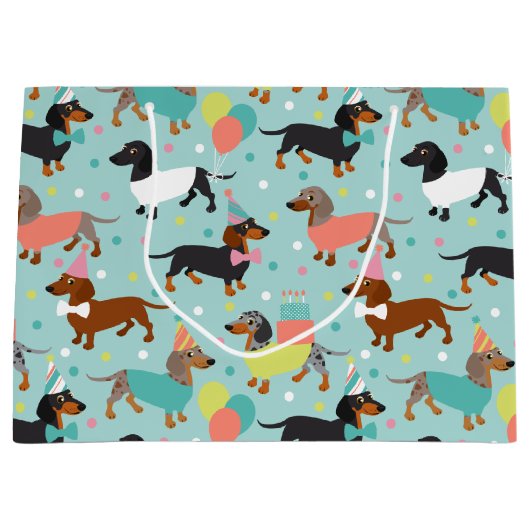 Dachshund Birthday Party Celebration Groot Cadeauzakje (Voorkant)