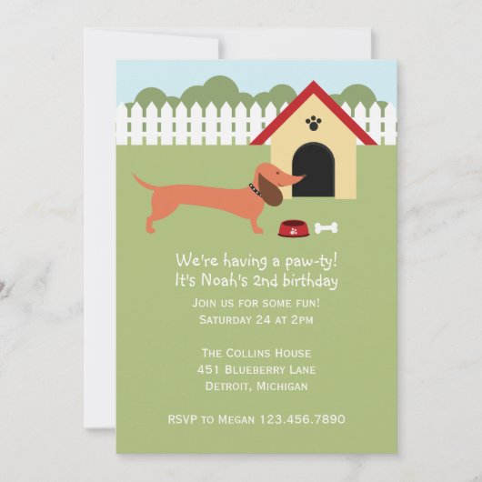 Dachshund Birthday Party Kaart (Voorkant)