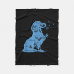 Dachshund blaast wensen paardenbloem schattige hui fleece deken