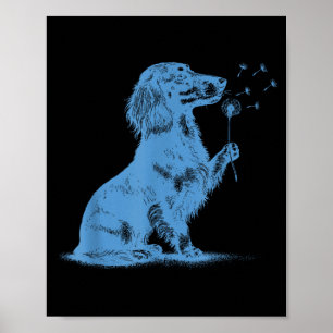 Dachshund blaast wensen paardenbloem schattige hui poster