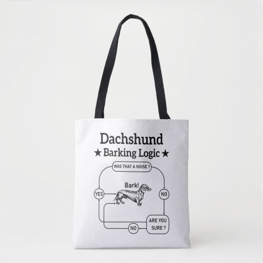 Dachshund Blaffende Logica Grappig Weiner Hond Sar Draagtas (Voorkant)