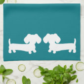 Dachshund Blauwgroen Dish Handdoek Wiener Dog Moms (Gevouwen)