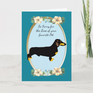 Dachshund Blauwgroen Floral Sympathie of Pet Loss Kaart