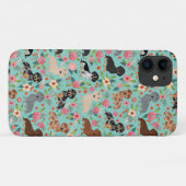 dachshund bloemen mint Case-Mate iPhone case (Achterkant (horizontaal))