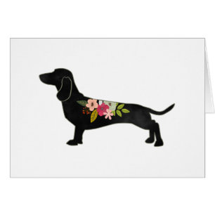 Dachshund Bohemian Floral Silhouette