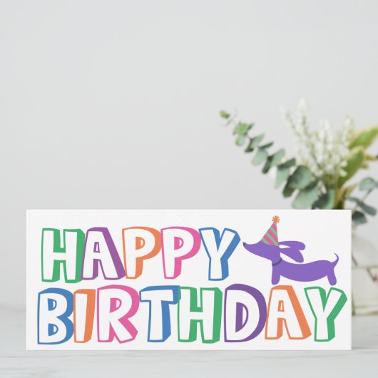 Dachshund Bonne Carte Anniversaire Long (Debout devant)