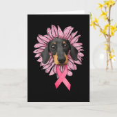 Dachshund borstkanker bewustzijn kaart (Gele Bloem)