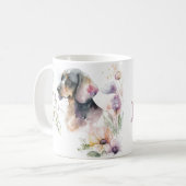 Dachshund Bouquet en blooms Koffiemok (Voorkant links)