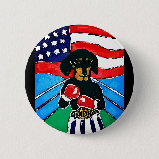Dachshund Boxer Ronde Button 5,7 Cm (Voorkant)