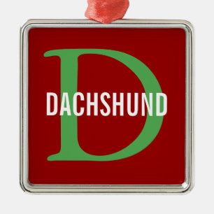 Dachshund Breed Monogram Design Metalen Ornament