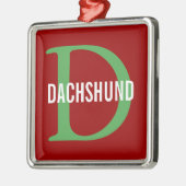 Dachshund Breed Monogram Design Metalen Ornament (Links)
