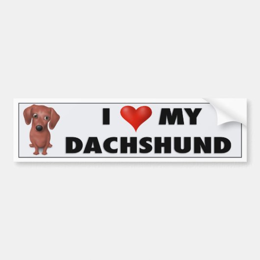 Dachshund (bruin) Love Sticker (Voorkant)