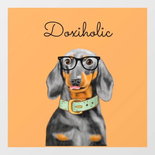 Dachshund Business Man Window Decal (Vel)