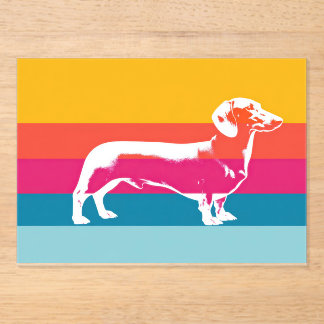 Dachshund by colorful stripes acryl uitnodigingen