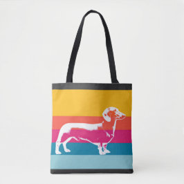 Dachshund by colorful stripes draagtas