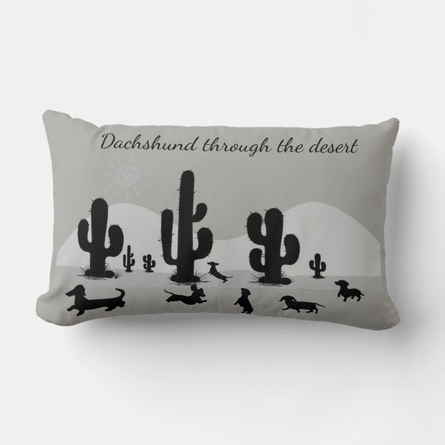 Dachshund Cactus Silhouette Pillow Kussen (Voorkant)