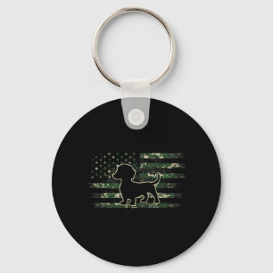 Dachshund Camouflage Amerikaanse Vlag VS Weense Ho Sleutelhanger