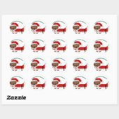 Dachshund Candy Cane Santa Ronde Sticker (Vel)