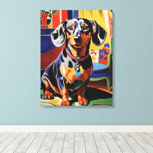 Dachshund Canvas Afdruk (Insitu (Houten vloer))