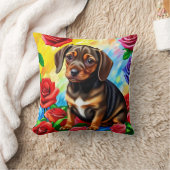 Dachshund Carlin Chien chiot Coussin coloré (Couverture)
