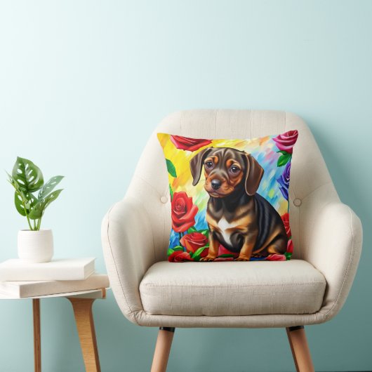 Dachshund Carlin Chien chiot Coussin coloré (Chaise)
