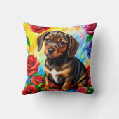 Dachshund Carlin Chien chiot Coussin coloré (Verso)