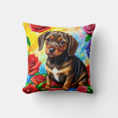 Dachshund Carlin Chien chiot Coussin coloré (Recto)