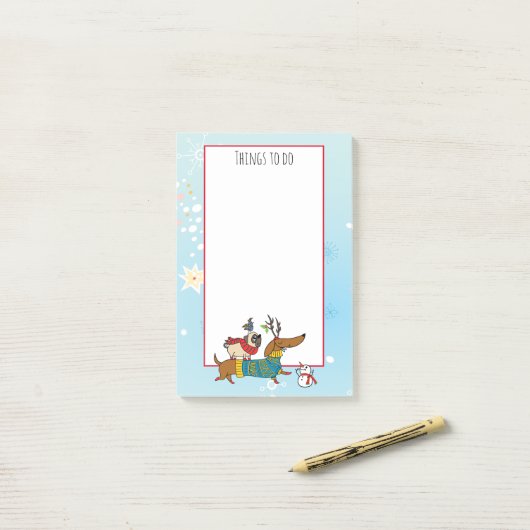 Dachshund, Carlin & Oiseaux Notes post-it (Sur un bureau)