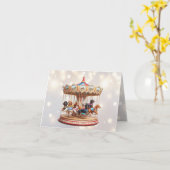 Dachshund Carrousel Kerst Kaart (Gele Bloem)