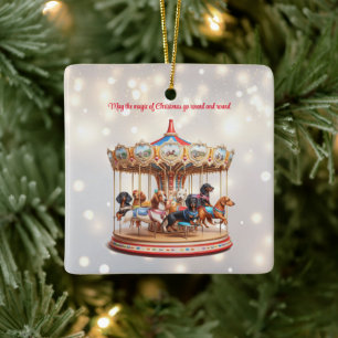 Dachshund Carrousel Kerstmis Keramisch Ornament