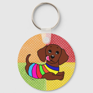 Dachshund Cartoon 1 mozaïek Sleutelhanger
