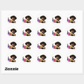 Dachshund Cartoon 2 Ronde Sticker (Vel)