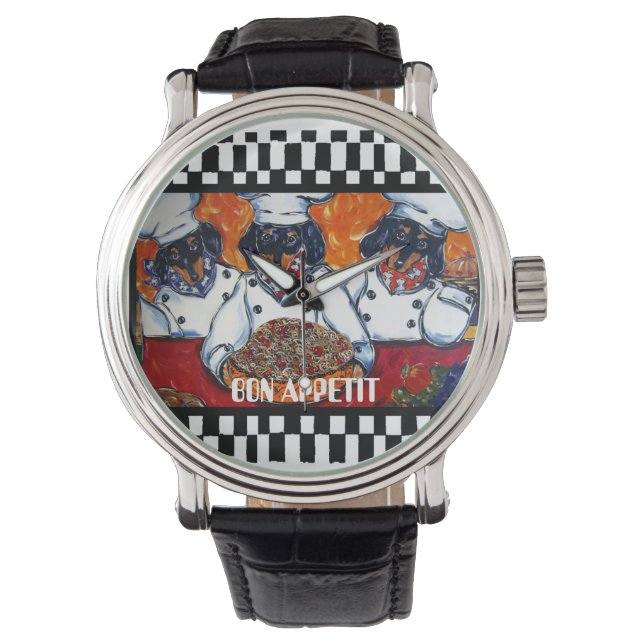 Dachshund Chefs Horloge (Voorkant)