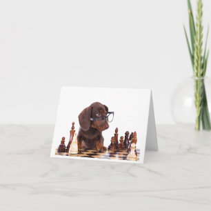 Dachshund Chess Player Any Occasion Wenskaart Kaart
