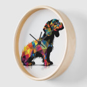 Dachshund Chien blanc Neon Horloge murale (Angle)