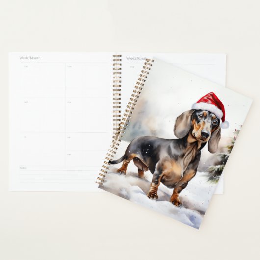 Dachshund Chien dans la neige Noël (Devant avec enveloppe)