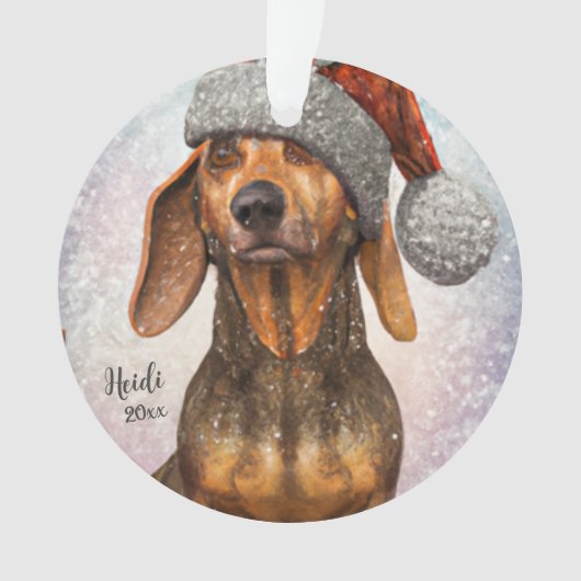 Dachshund, Chien de Père Noël, Personnaliser, Noël (devant)