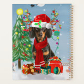 Dachshund Chien en neige avec cadeaux de Noël (Dos)
