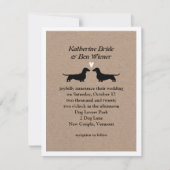 Dachshund Chien Silhouettes Faire-part de mariage  (Devant)