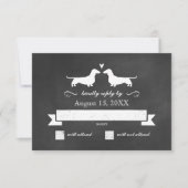 Dachshund Chien Silhouettes Mariage RSVP Réponse (Devant)