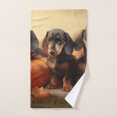 Dachshund Chiot Automne Citrouille de plaisir (Serviette à main)