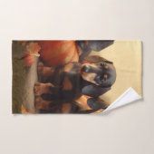 Dachshund Chiot Automne Citrouille de plaisir (Serviette à main)