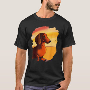 Dachshund Chiweenie Wiener Dog Art Sunset T-shirt