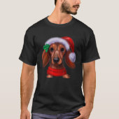 Dachshund Chiweenie Wiener Dog Santa Claus Hat Chr T-shirt (Voorkant)
